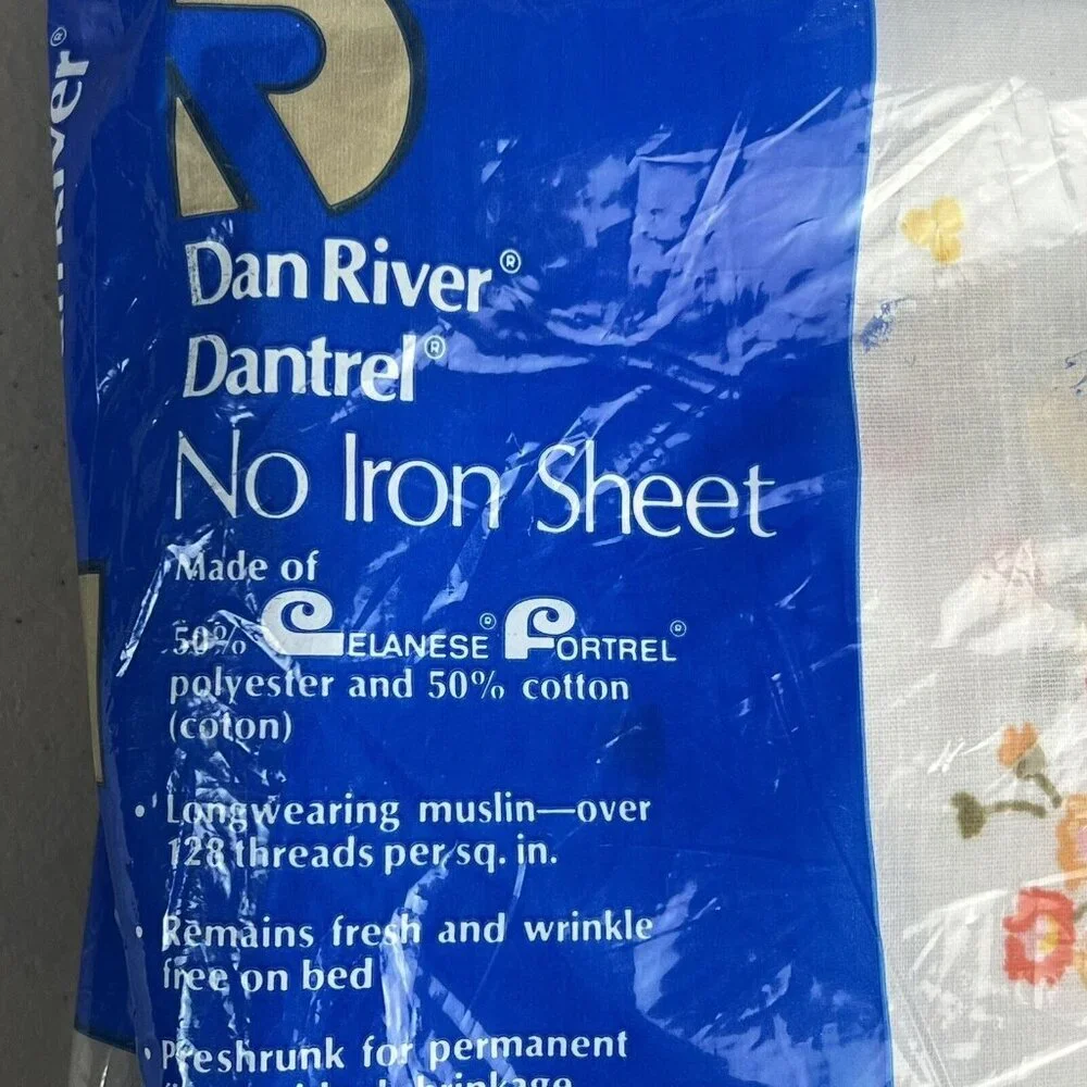 Dan River Sheet Set for Double Bed Orange Floral Fitted and Flat Sheet NWT Vtg